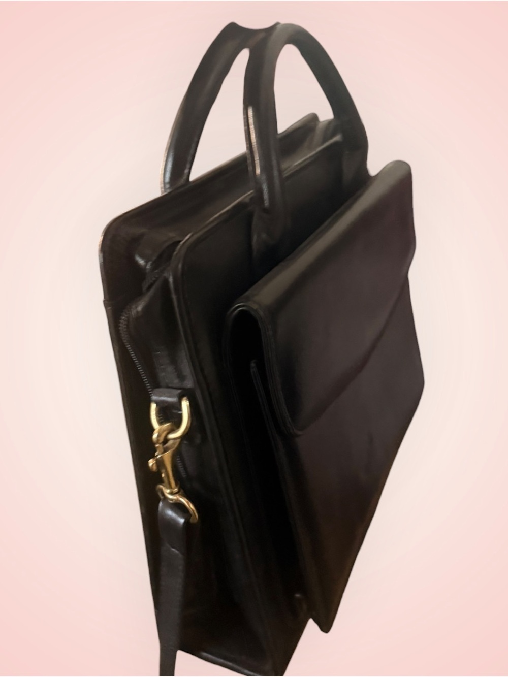 Black Leather day planner mini travel briefcase